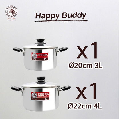 RAEDY STOCK!!!Zebra THAILAND Happy Buddy 8 Pcs Cookware Set