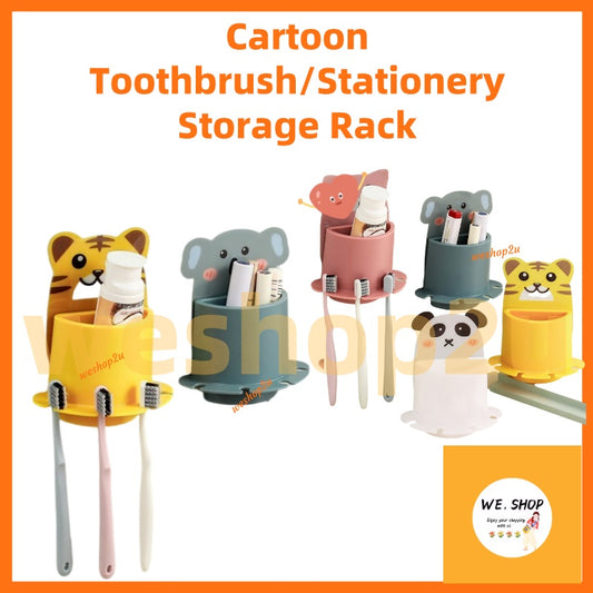 READY STOCK!!! Toothbrush hook self adhensives holder multifunction wall mirror glass 卡通壁挂式牙刷架 卫浴无痕粘胶牙刷挂架