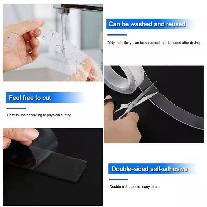 READY STOCK!!! Multifunctional Strongly Sticky Double-Sided Adhesive Nano Tape |  Washable Removable Tapes 多功能强力双面粘胶纳米胶带