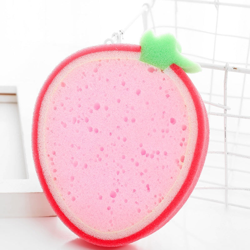 READY STOCK!!!Cleaning Sponge Kitchen Fruit Shape Dish Washing Kitchen Thickened Sponge Decontamination Remove Stains