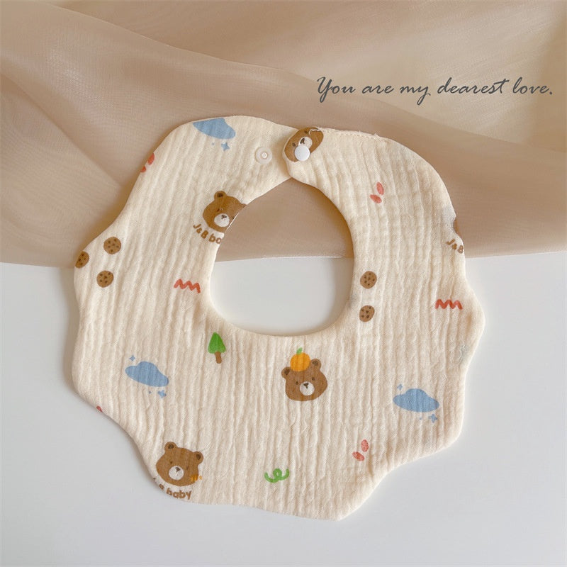 READY STOCK‼️ Baby Infant Saliva Towel | 100% Cotton Bibs | 360° Rotating Reversible Baby Bib  婴儿口水巾 | 100%纯棉围兜
