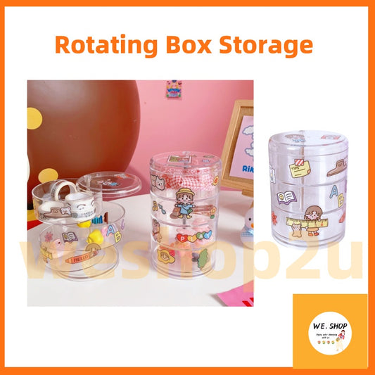 READY STOCK!!! Rotating Jewelry Box | 4-Layer Storage for Rings, Earrings, Necklaces | Portable  Organizer 旋转首饰盒