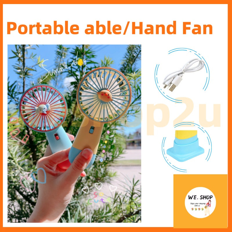 READY STOCK‼️ Mini Portable Clip Fan | USB Rechargeable | Cute Cartoon Desk & Handheld Fan 迷你便携式风扇