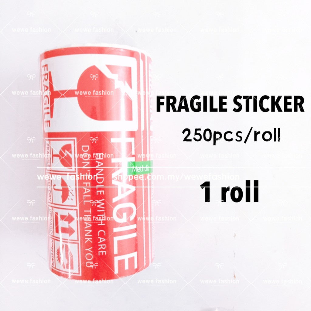 Ready Stock!!!Fragile Sticker Fragile Label Warning Label 250pcs/roll [70mm*130mm]小心轻放易碎贴纸
