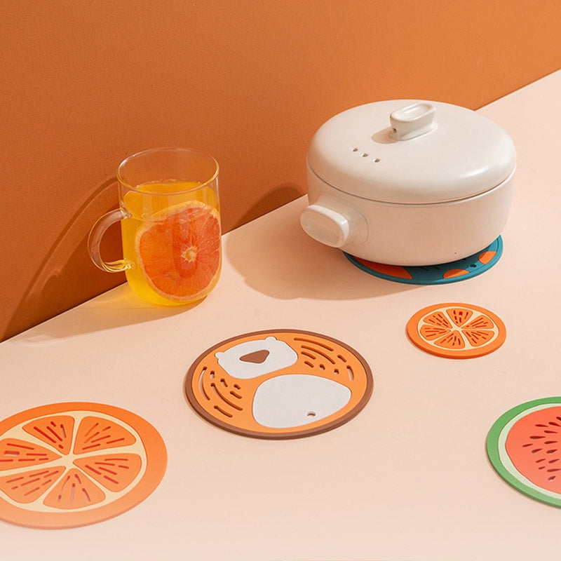 READY STOCK!!!Silicone Heat Insulation Pad Cartoon Cup Mat Anti-scalding Anti-skid Coaster Milk Coffee Cup Mats隔热垫