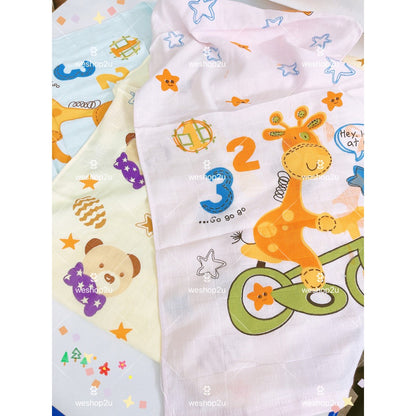 READY STOCK!!!Bath Towel Cartoon Gauze Soft Cotton Towel 2 LAYER 50X100CM  Absorbent 100% cotton Tuala Mandi 婴儿纱布棉浴巾