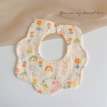 READY STOCK‼️ Baby Infant Saliva Towel | 100% Cotton Bibs | 360° Rotating Reversible Baby Bib  婴儿口水巾 | 100%纯棉围兜