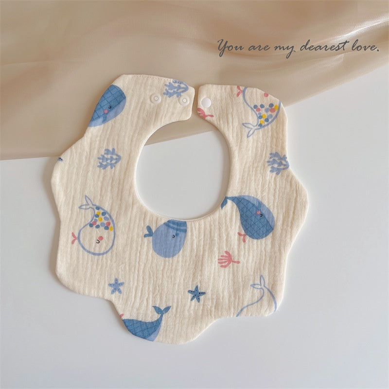 READY STOCK‼️ Baby Infant Saliva Towel | 100% Cotton Bibs | 360° Rotating Reversible Baby Bib  婴儿口水巾 | 100%纯棉围兜