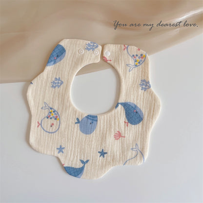 READY STOCK‼️ Baby Infant Saliva Towel | 100% Cotton Bibs | 360° Rotating Reversible Baby Bib  婴儿口水巾 | 100%纯棉围兜