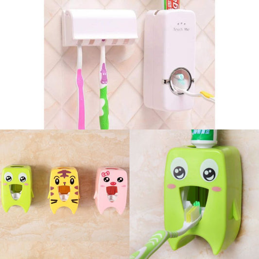 Bathroom Cartoon Automatic Tooth Brush Holder Toothpaste Dispenser Squeezer Toothpaste Bathroom Suction Wall Wash