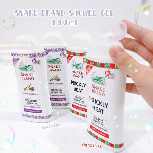 READY STOCK!!!! Snake Brand healty shower soap Prickly Lavender 180ml/400ml/450ml 蛇粉洗身露 Original Thailand