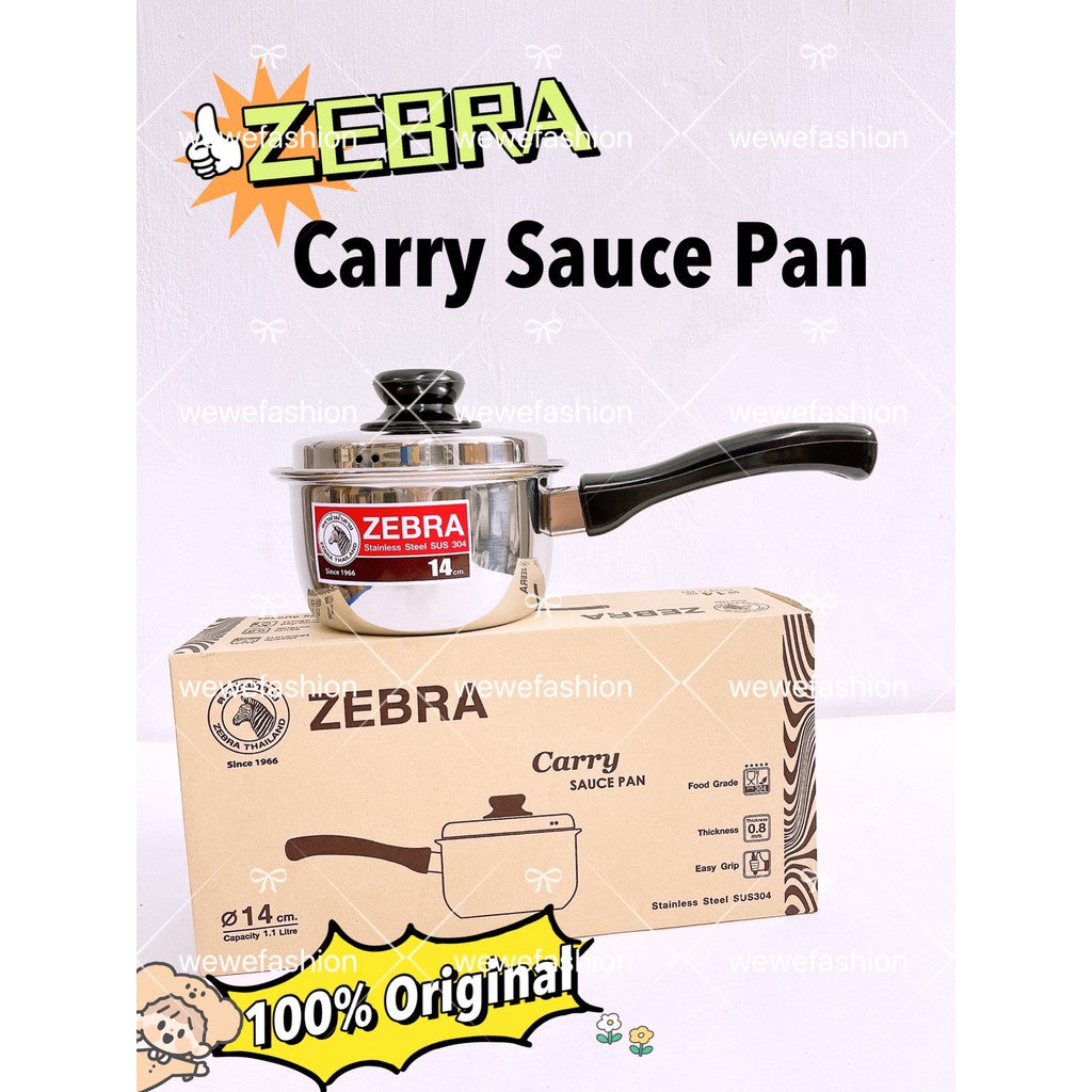 READY STOCK!!!Zebra SUS304 Stainless Steel CARRY Sauce Pan [14cm, 16cm, 18cm]