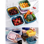READY STOCK!!!2 IN 1 Double Layer Tupperware Drain Container Washing Drain Basket Container