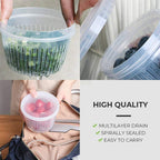 READY STOCK!!Double layer Airtight Food Box Spring Green Onion Ginger Garlic Storage Drain Sealed Fridge Fresh Container