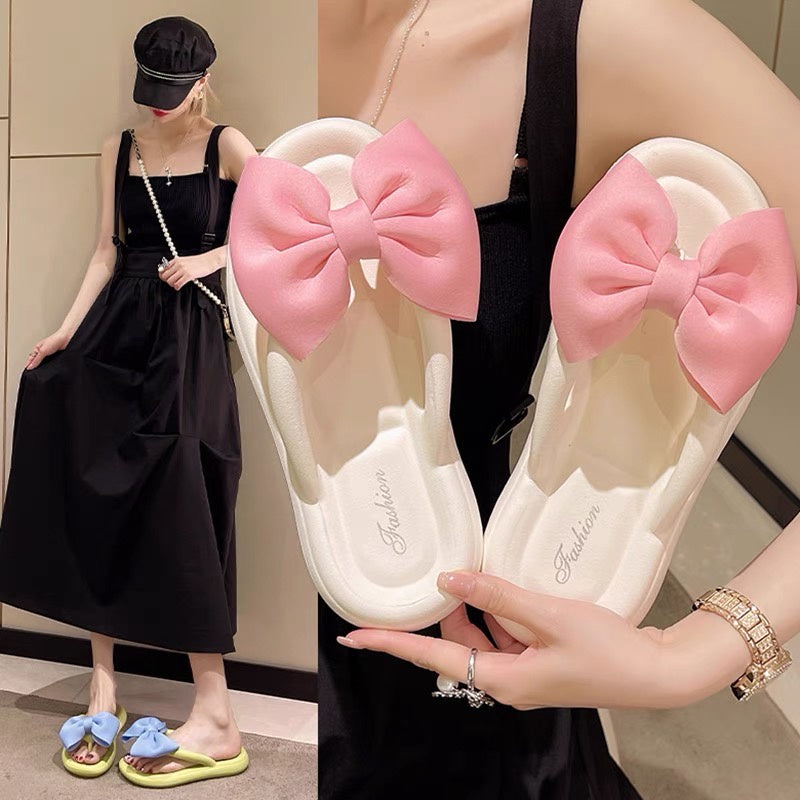 [READY STOCK ] Women's Ribbon Bow Tie design Beach Wear Flat Flip-Flop Casual Outdoor | Kasut Riben Selipar Perempuana