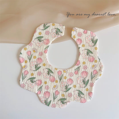 READY STOCK‼️ Baby Infant Saliva Towel | 100% Cotton Bibs | 360° Rotating Reversible Baby Bib  婴儿口水巾 | 100%纯棉围兜