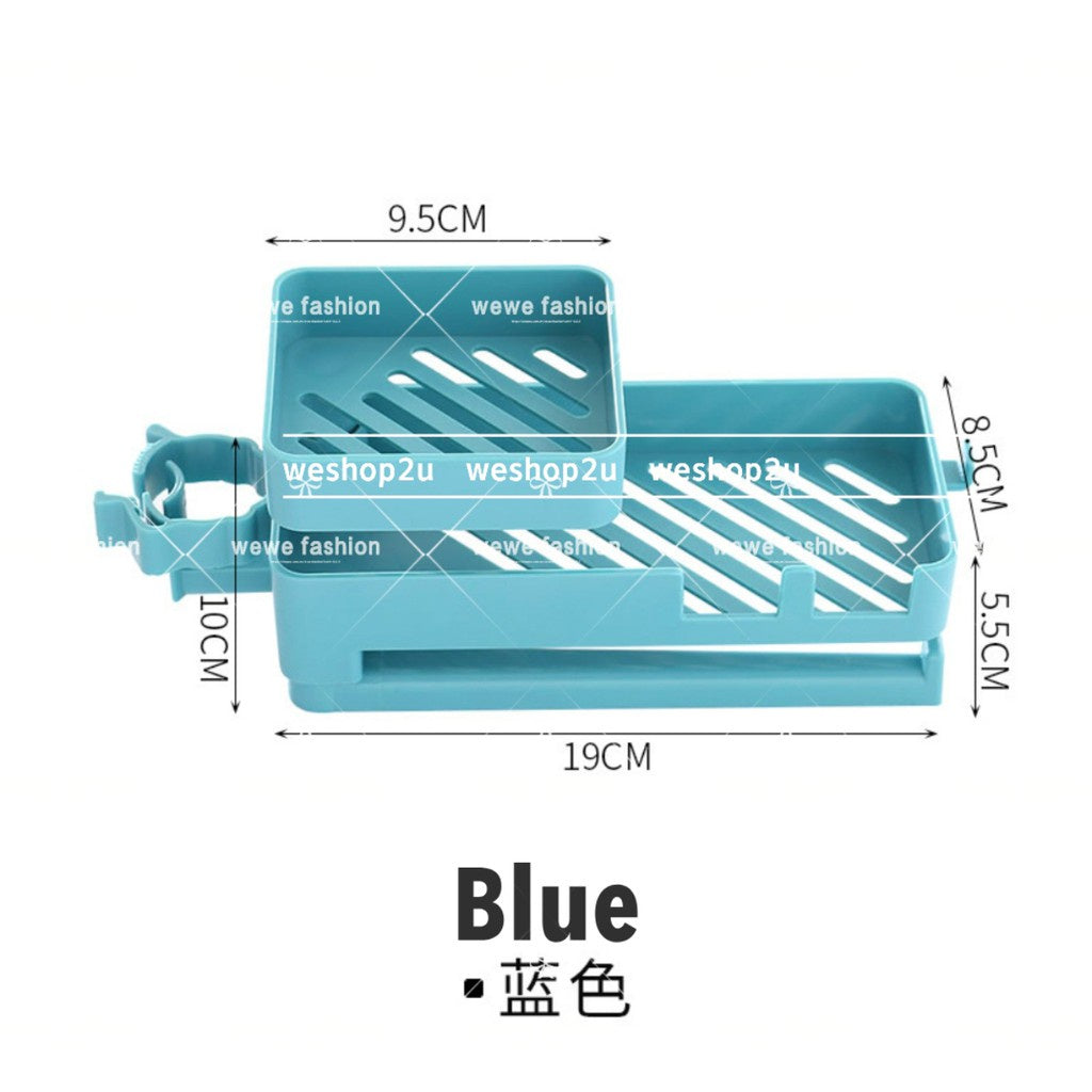 READY STOCK!!!Home Rotatable Hanging Double Layer Sink Faucet Kitchen Storage For Dish Cloth Drain Rack旋转滤水晾布架