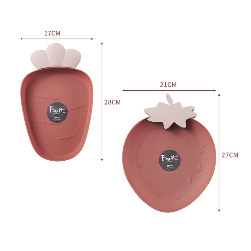 READY STOCK!!!Cute Carrot Clouds Strawberry Shape Plastic Snacks Fruit Plate