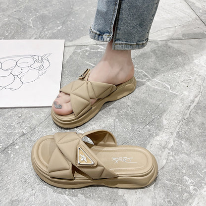 READY STOCK!!!Wedges Soft Sandals Open Toe Anti-slip Sandal Casual Wanita Perempuan 厚跟鞋 9309