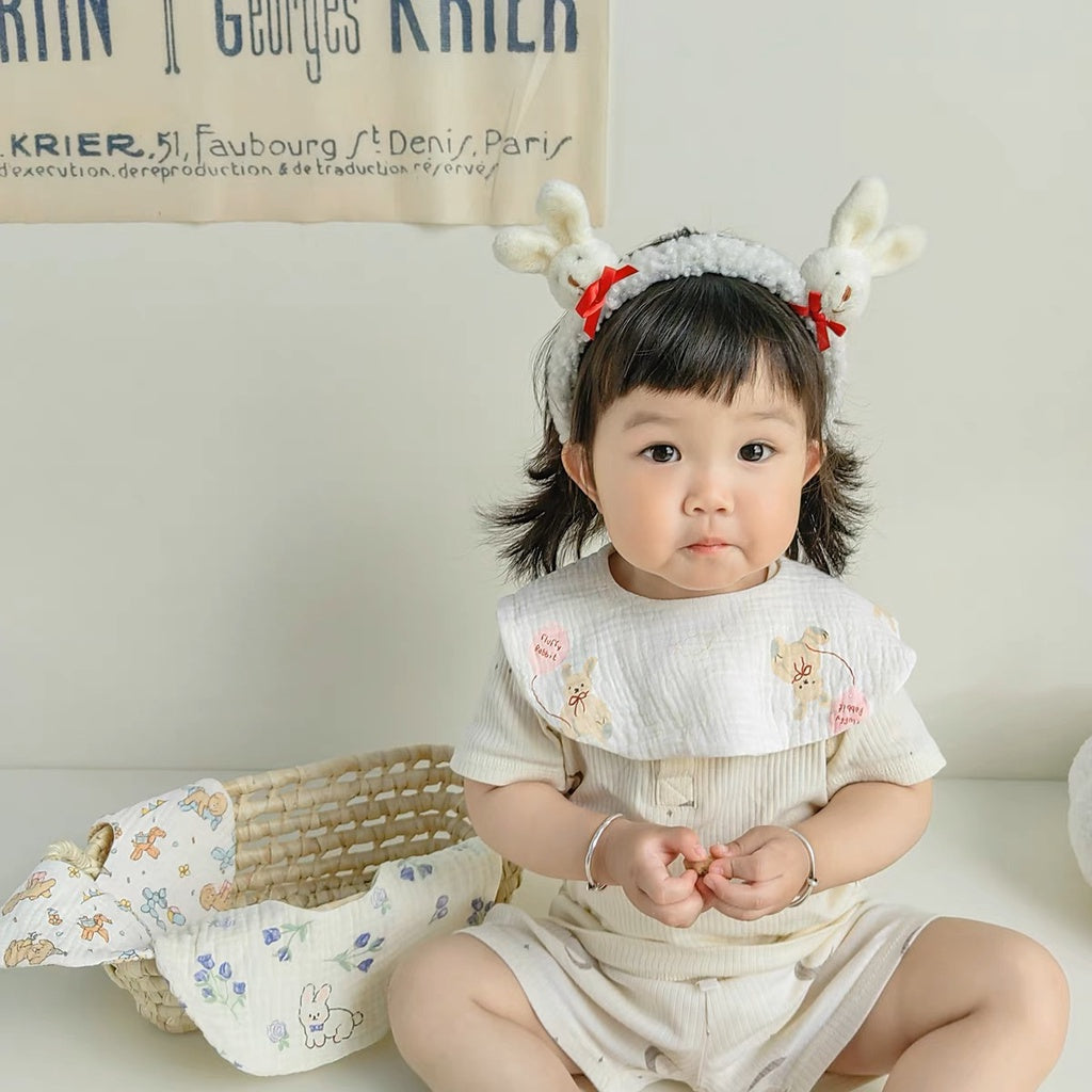 READY STOCK‼️ Baby Infant Saliva Towel | 100% Cotton Bibs | 360° Rotating Reversible Baby Bib  婴儿口水巾 | 100%纯棉围兜