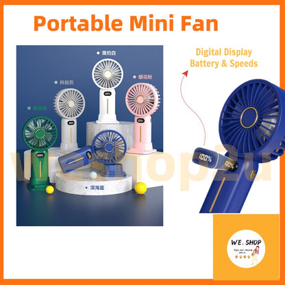 READY STOCK!!! Rechargeable Portable Mini Fan | Handheld USB Charging Fan with Adjustable 4-Speed Wind 充电便携式迷你风扇