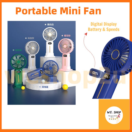 READY STOCK!!! Rechargeable Portable Mini Fan | Handheld USB Charging Fan with Adjustable 4-Speed Wind 充电便携式迷你风扇