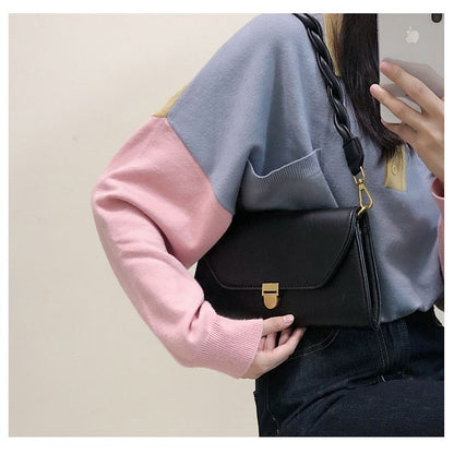 READY STOCK!!!SSB1102 2Strap Leather Sling Bag Shoulder Tote Bag Retro Solid Sling Bag Women Korean Style Casual Hand