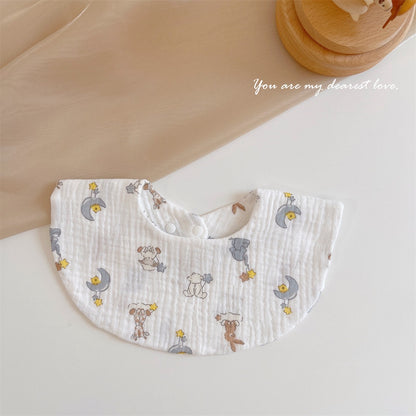 READY STOCK‼️ Baby Infant Saliva Towel | 100% Cotton Bibs | 360° Rotating Reversible Baby Bib  婴儿口水巾 | 100%纯棉围兜