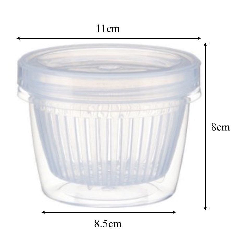READY STOCK!!Double layer Airtight Food Box Spring Green Onion Ginger Garlic Storage Drain Sealed Fridge Fresh Container