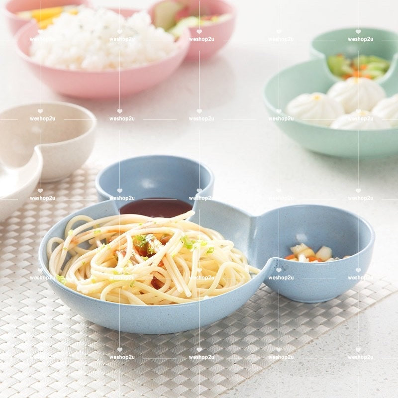 READY STOCK!!!3pcs Set Tableware Mickey/Minnie Kid Children Dish Plate Set Mickey Feeding Spoon Fork Plate Training Bowl