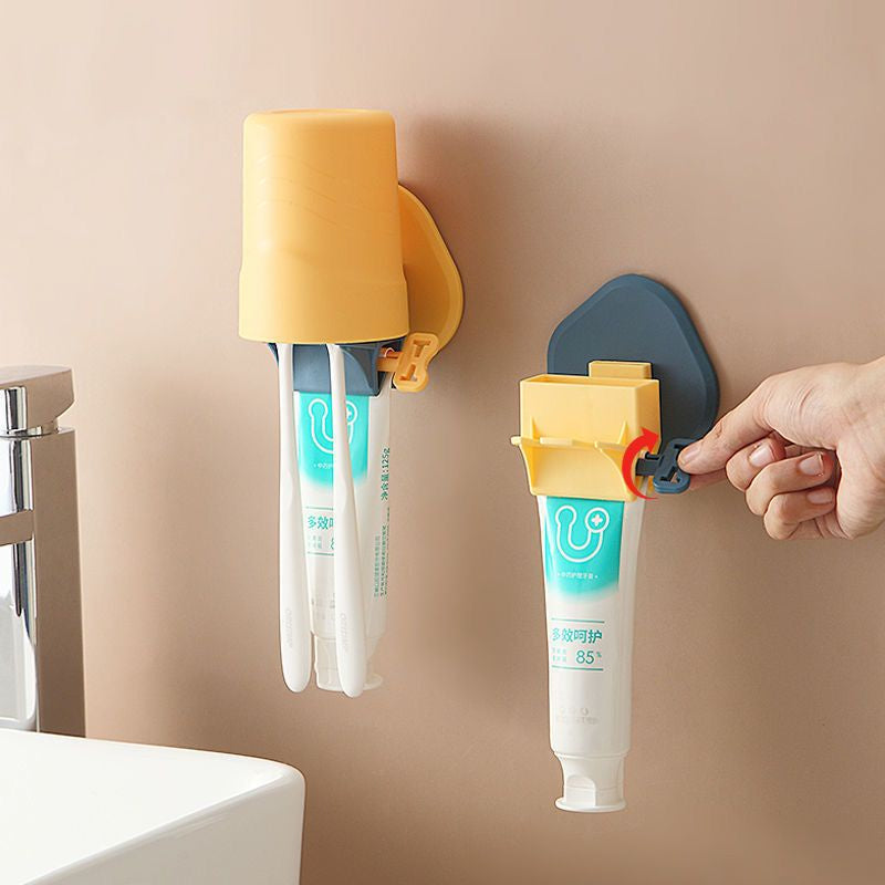 Plastic Toothbrush Holder with Gargle Cup Wall Suction Cups Rack Shaver Tooth paste Dispenser Bathroom Accessories Set