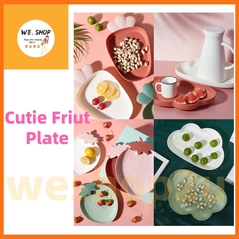 READY STOCK!!!Cute Carrot Clouds Strawberry Shape Plastic Snacks Fruit Plate