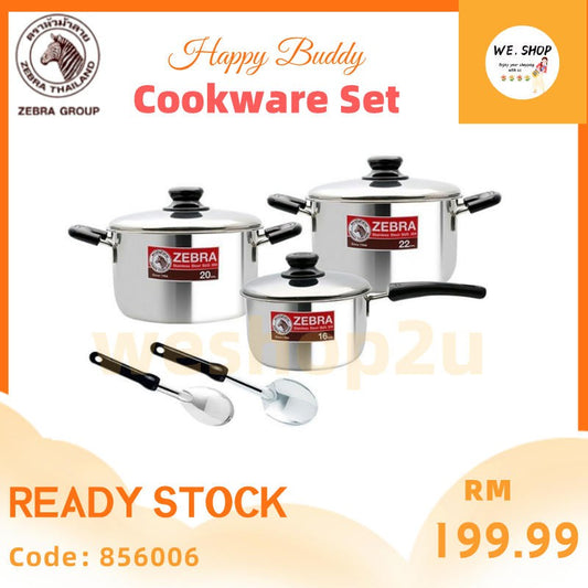 RAEDY STOCK!!!Zebra THAILAND Happy Buddy 8 Pcs Cookware Set