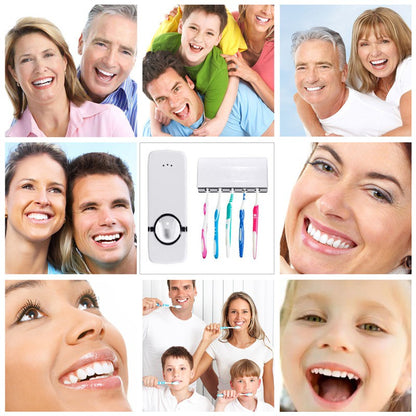 Bathroom Cartoon Automatic Tooth Brush Holder Toothpaste Dispenser Squeezer Toothpaste Bathroom Suction Wall Wash