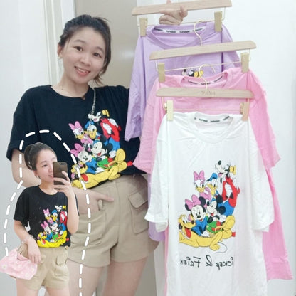 READY STOCK!!!Summer Blouse Clothing Short-sleeved baju T-shirt / Tees Loose Student Casual Shirt Oversize Mickey Minnie