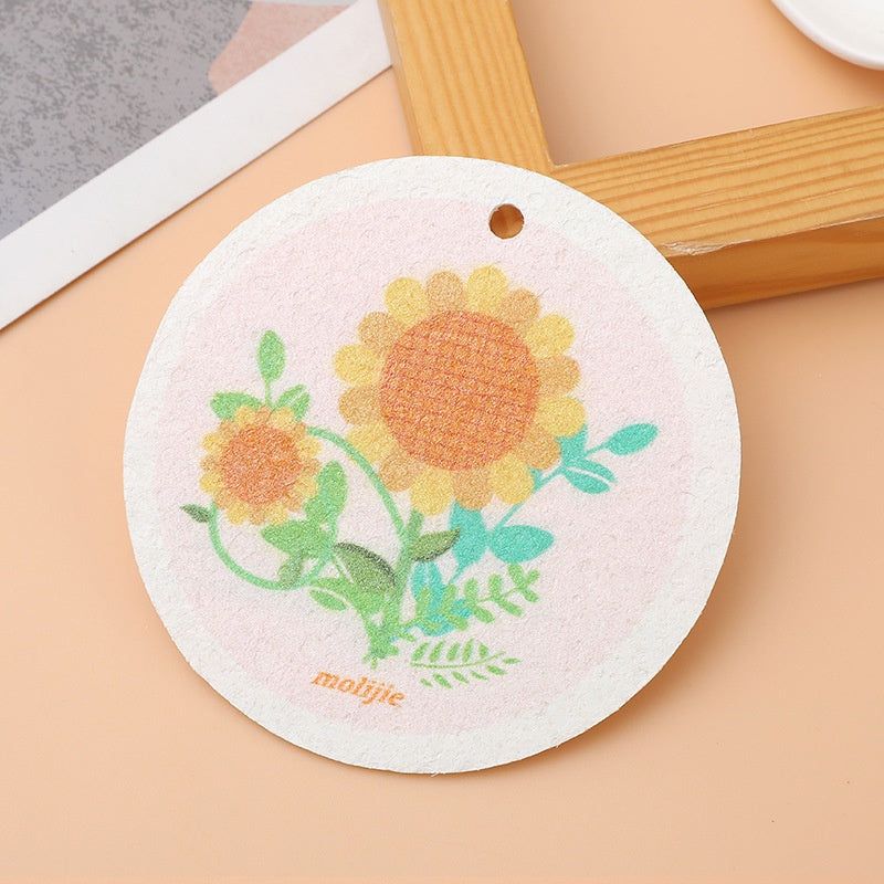 READY STOCK!!! Flower Wood Pulp Dishwashing Sponge | Compressed Wood Pulp Sponge Rub 花形木浆海绵洗碗布 | 压缩木浆海绵擦