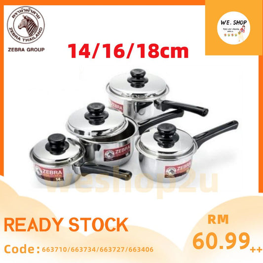 READY STOCK!!!Zebra SUS304 Stainless Steel CARRY Sauce Pan [14cm, 16cm, 18cm]