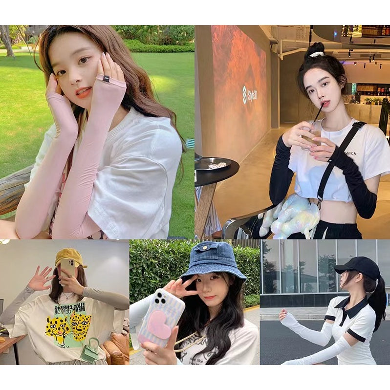 READY STOCK‼️ UV Protection Cycling Arm Sleeve Ice Silk Sunblock Sarung Tangan Panjang Lengan Outdoor Sports  防曬手套 袖套 冰袖