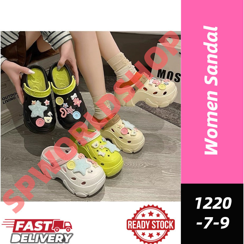 READY STOCK‼️ Muslimah High Heel Sandal Kasut Perempuan Tapak Lembut Moden Cantik Casual 1220-7-9 女士高款大头鞋