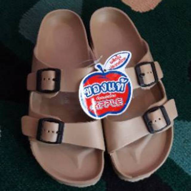 READY STOCK!!!RED APPLE Double Strip BG2562 Beige SHOES 泰国防水防滑双带拖鞋 Original Thailand