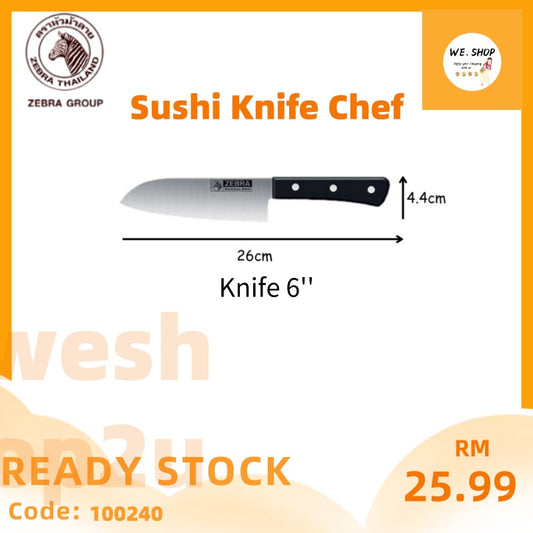 READY STOCK!!! (100% Original) Zebra Thailand Stainless Steel 6" Sushi Knife
