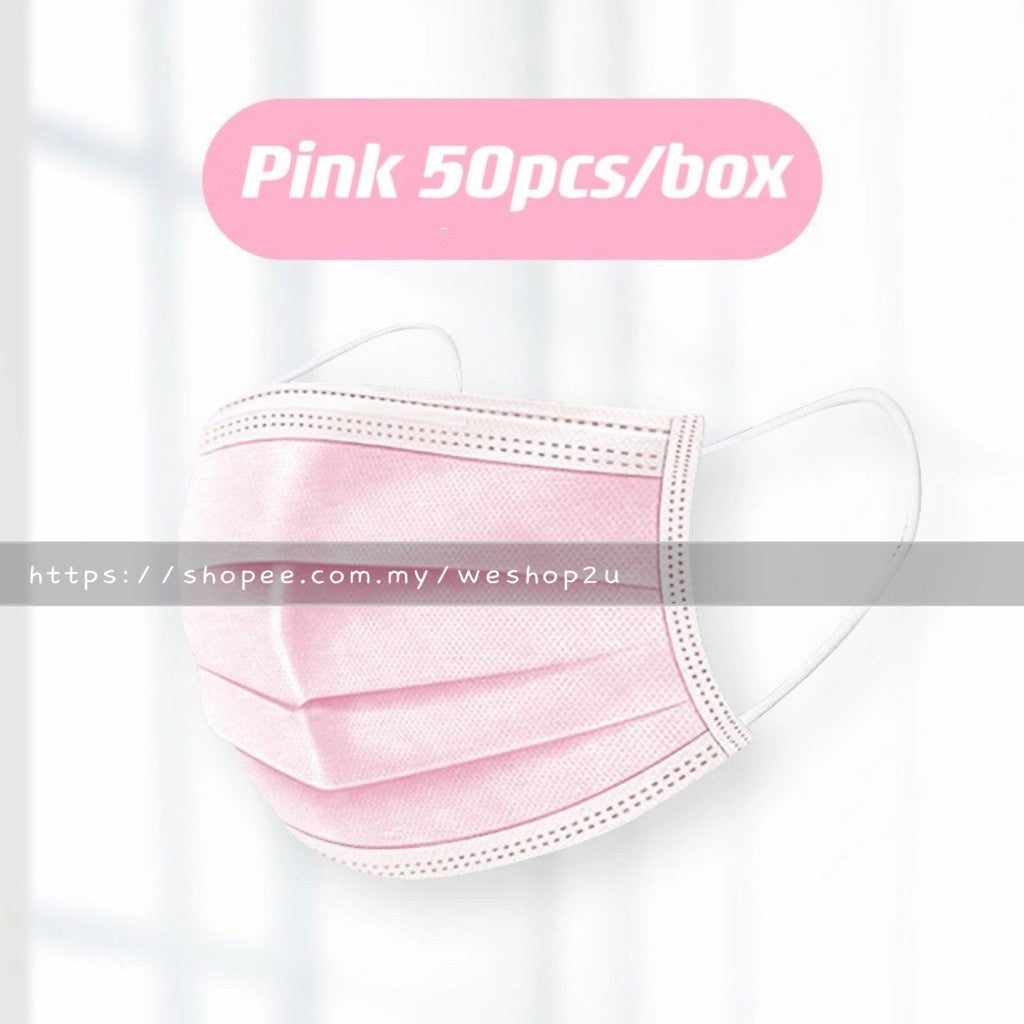 READY STOCK!!!Colourful【50PC】Adult 3-Ply Disposable Face Mask / Topeng Penutup Mulut Pelitup Muka Dewasa / 成人三层口罩