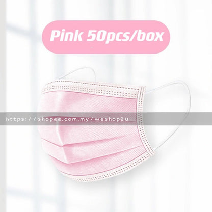 READY STOCK!!!Colourful【50PC】Adult 3-Ply Disposable Face Mask / Topeng Penutup Mulut Pelitup Muka Dewasa / 成人三层口罩