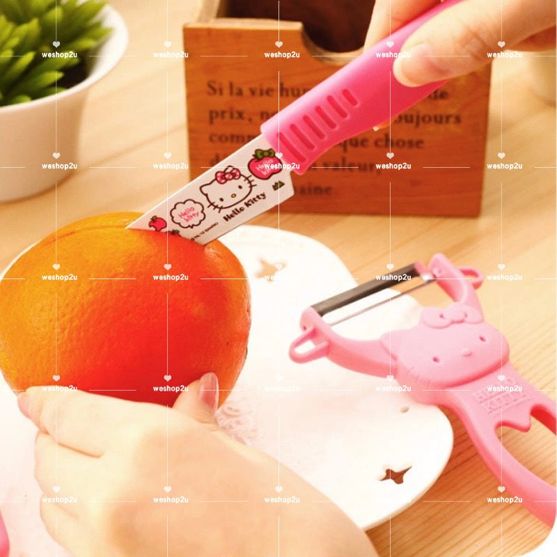 READY STOCK!!!Hello kitty stainless steel kitchen Knife set & fruit peeler kitchen tools