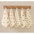 READY STOCK!!!Baby Towel Handkerchief 4 Layers Gauze Cotton Square Towel Buckle Multi-functional Triangle Towel