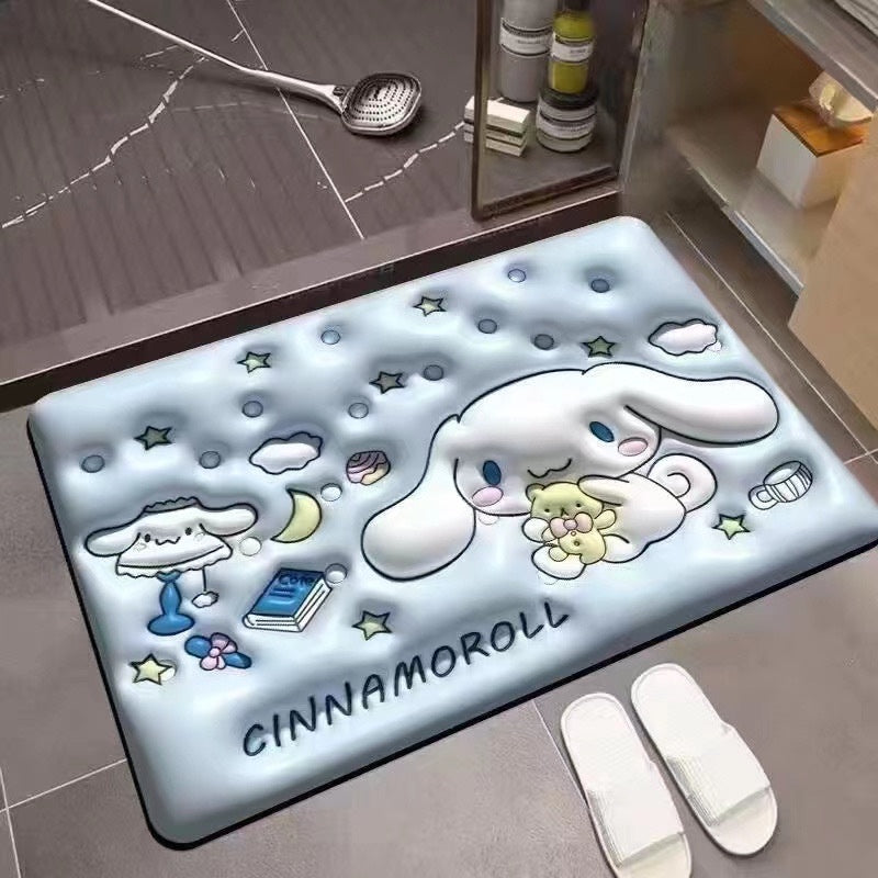 READY STOCK!!!Flowers Strawberry Bear 3D Floor Mat Bath Carpet 40*60cm Anti-slip Quick-drying Pad Kitchen Bathroom Mat