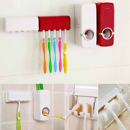Bathroom Cartoon Automatic Tooth Brush Holder Toothpaste Dispenser Squeezer Toothpaste Bathroom Suction Wall Wash