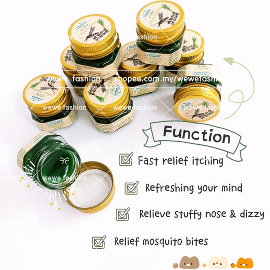 READY STOCK!!!GREEN HERB Citronella Mosquito Repellent Balm 10g Original THAILAND 驱蚊/疼痛扭伤/肌肉肿痛/舒筋香膏