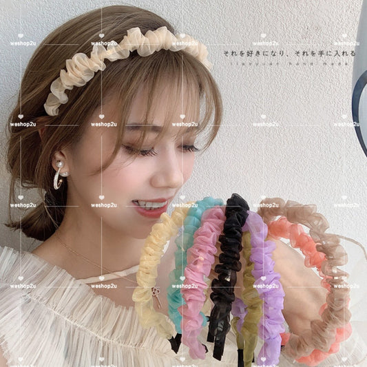 READY STOCK!!!Fashion Korean Hair Bands, Lace Soft Color Pattern Plaid Headband, Ladies Hair Accessories Gifts