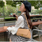 READY STOCK!!!SSB1102 2Strap Leather Sling Bag Shoulder Tote Bag Retro Solid Sling Bag Women Korean Style Casual Hand
